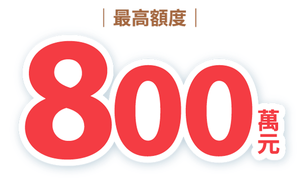 最高額度800萬元