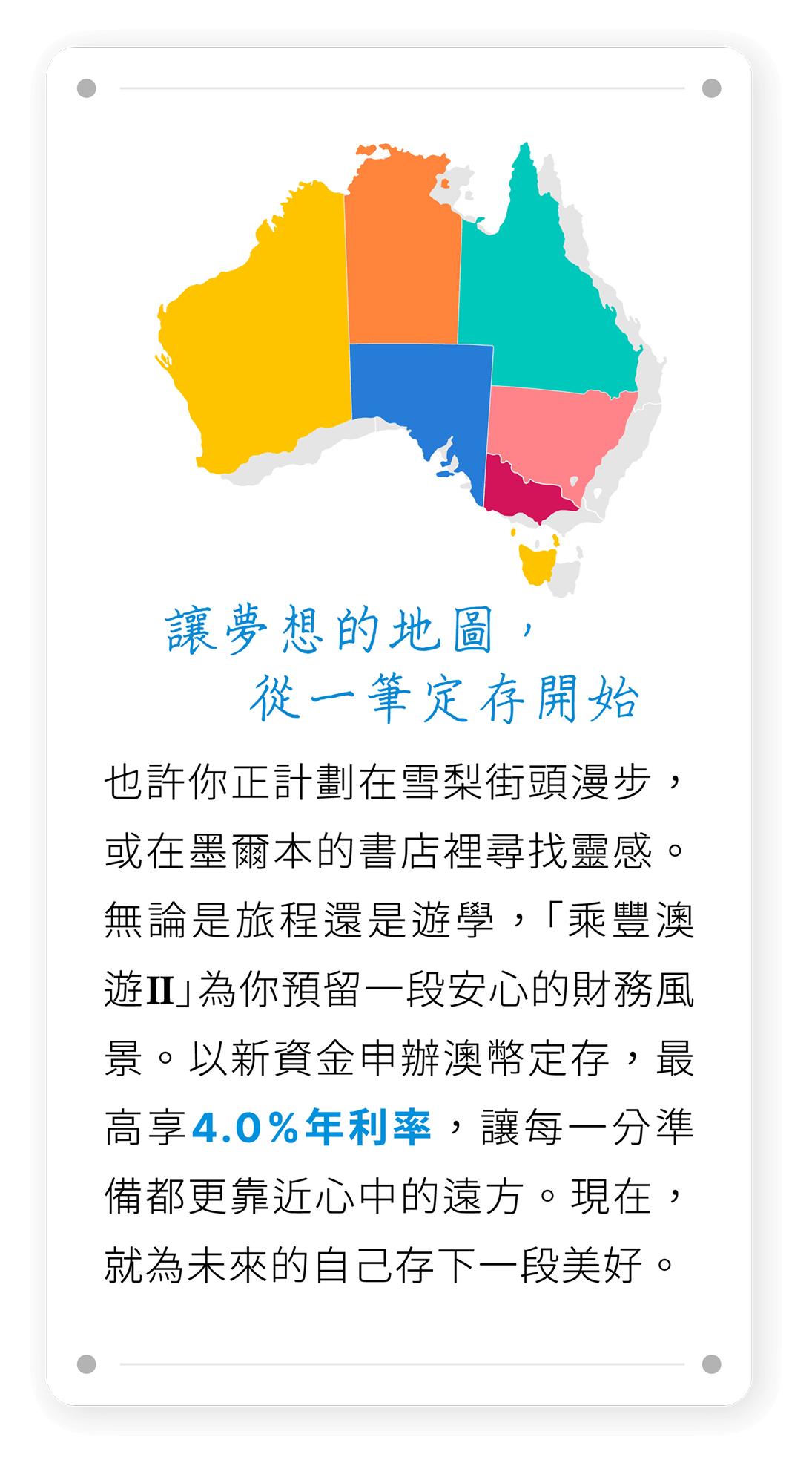 讓夢想的地圖, 從一筆定存開始