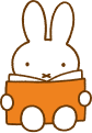 miffy 坐在小車裡看書