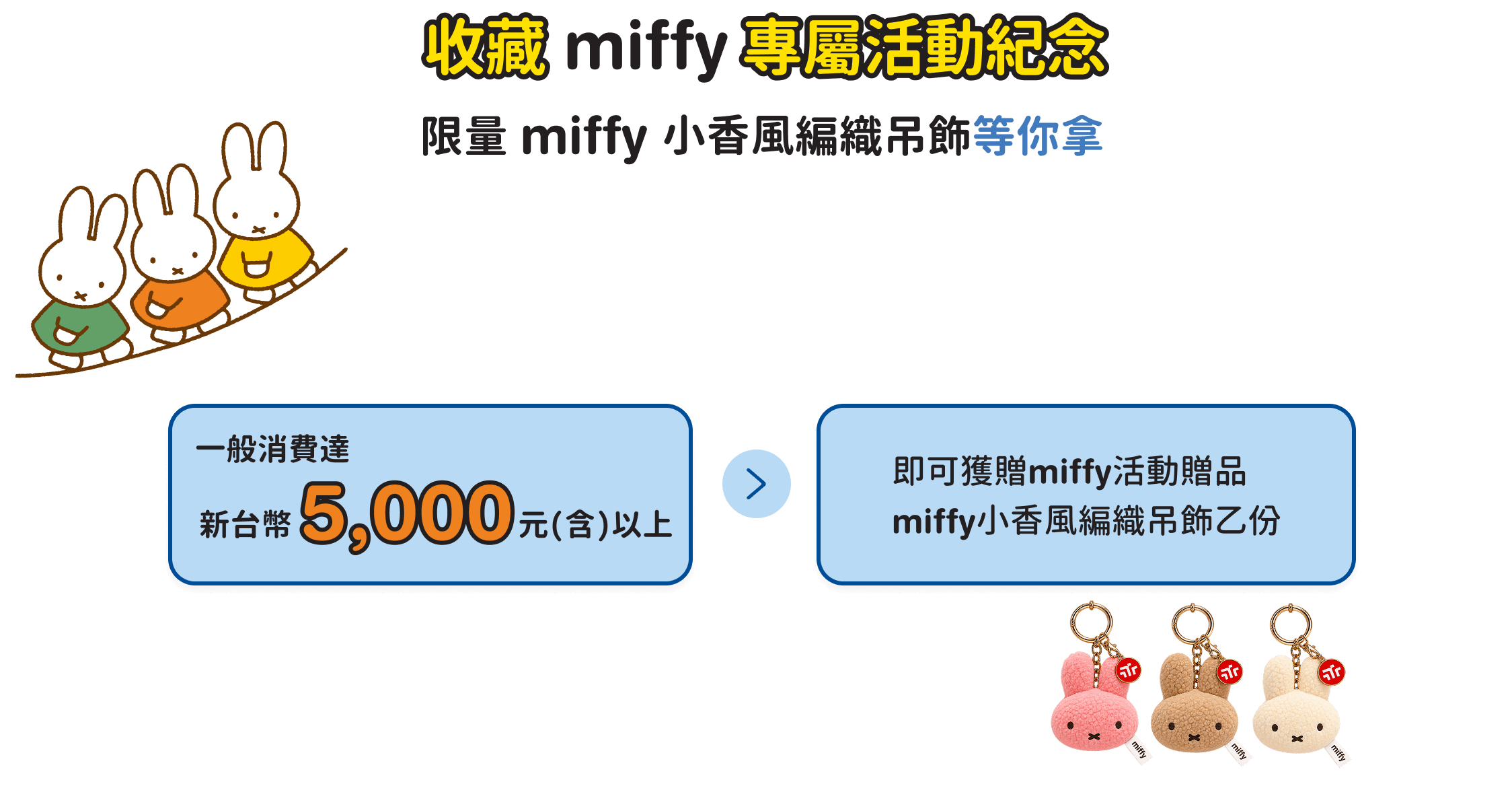 喜歡 miffy 的你，快來加入同樂會！限量 miffy 小香風編織吊飾等你拿