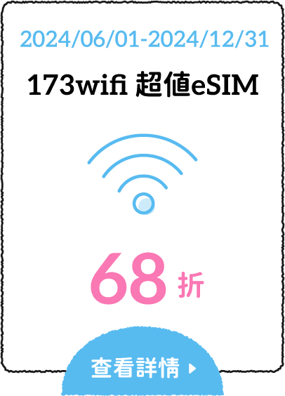 173wifi 超值eSIM 68折