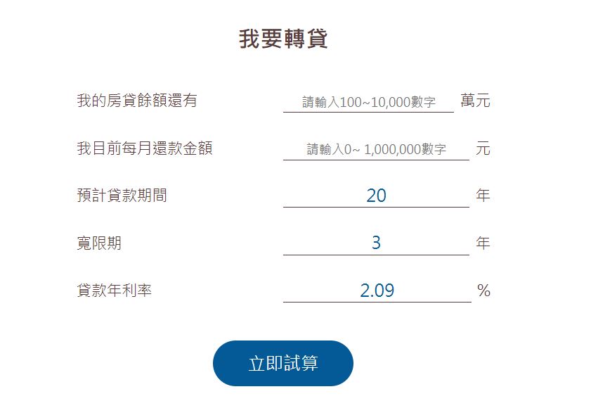 DAWHO轉貸試算頁面帶你了解轉貸後省多少