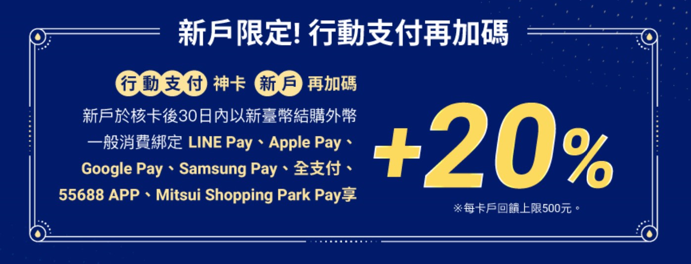 家樂福信用卡刷卡與錢包儲值優惠|2026信用卡與行動支付推薦 - 第17張圖 永豐sport卡新戶首刷禮:行動支付享20%